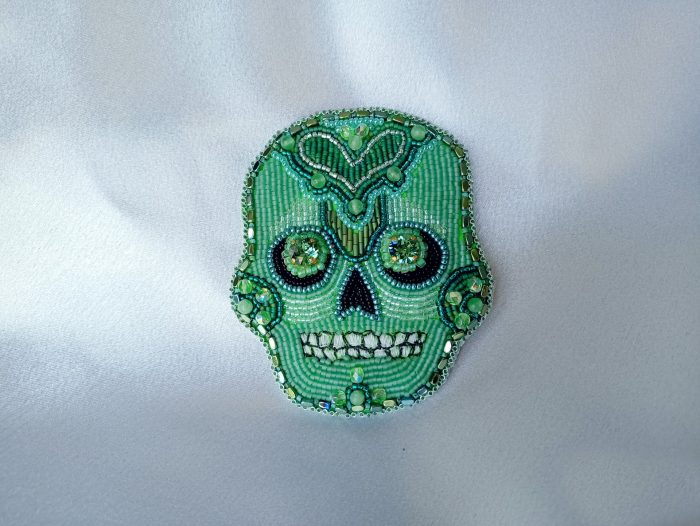 Broche Calavera Agua Verde