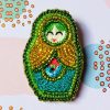 Broche Poupée Matriochka Olivine