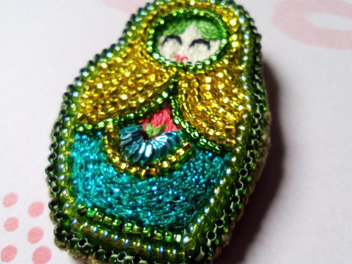 Matriochka Doll Olivine Brooch - Image 5