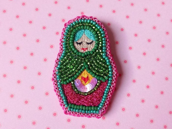 Matriochka Doll Mercedes Brooch